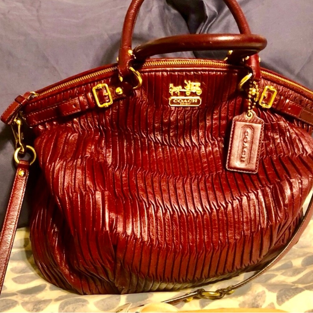 🎉🌴 COACH SOPHIA MADISON GATHERED LEATHER SHOULDER HANDBAG 👜 🎊
